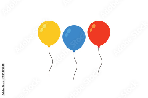 Helium Balloons In Primary Colors Floating Upwards