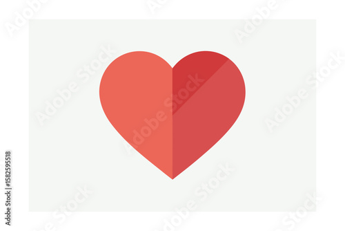 Flat Style Heart Icon With Soft Shadow