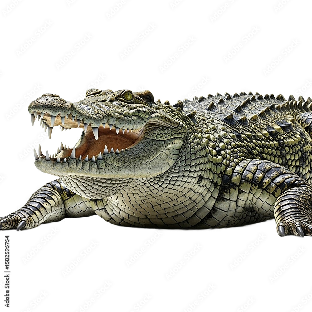 Naklejka premium Crocodile Reptile CloseUp View of a Powerful Predator