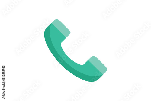 Flat Phone Receiver Icon Tilted On White Background