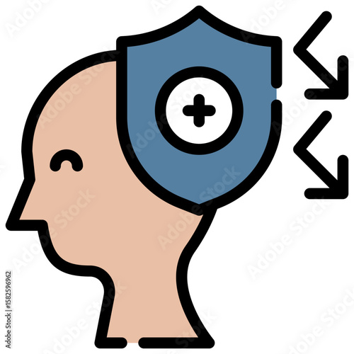 shield protection mind thoughts mental health filled outline icon