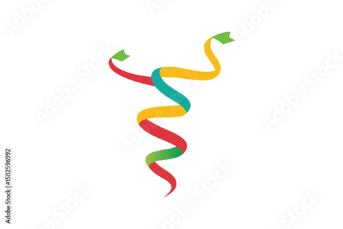 Festive Party Streamer Twisted In Spiral Shapes