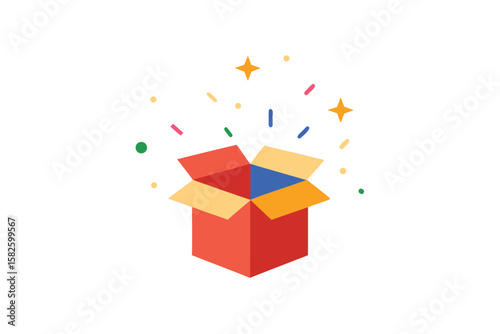 Exploding Surprise Box With Confetti And Stars