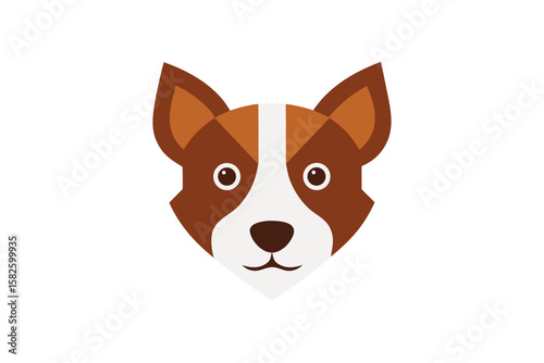 Dog Head Icon Flat Vector Style Brown And White