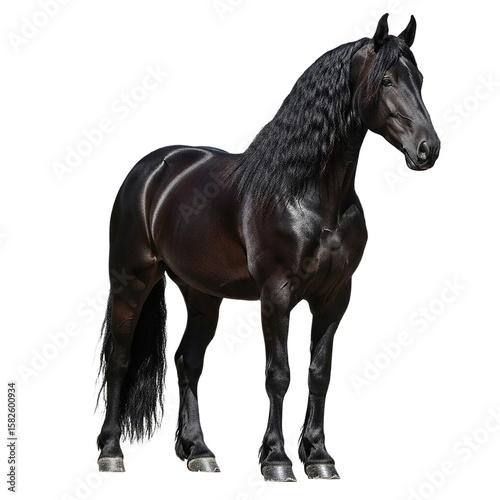 Majestic Black Friesian Horse Elegant Equine Photography