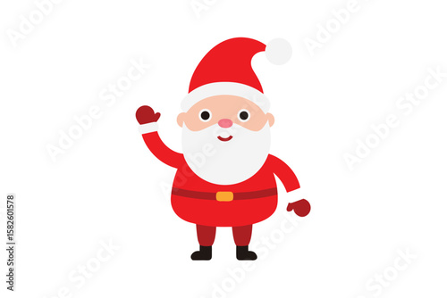 Cute Cartoon Santa Claus Waving Red Outfit