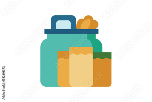 Clean Layout Of Stylized Grocery Bag With