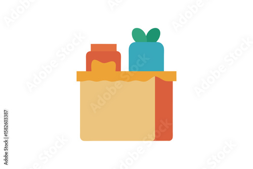 Clean Layout Of Stylized Grocery Bag With