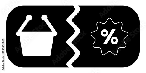 Discount Banner Black and White Percentage Symbol