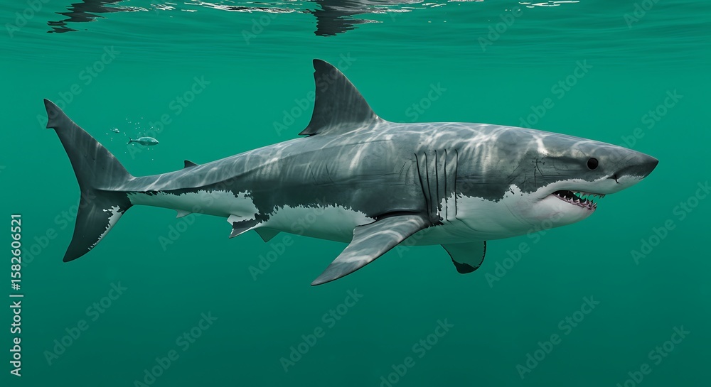Fototapeta premium Majestic Great White Shark Underwater