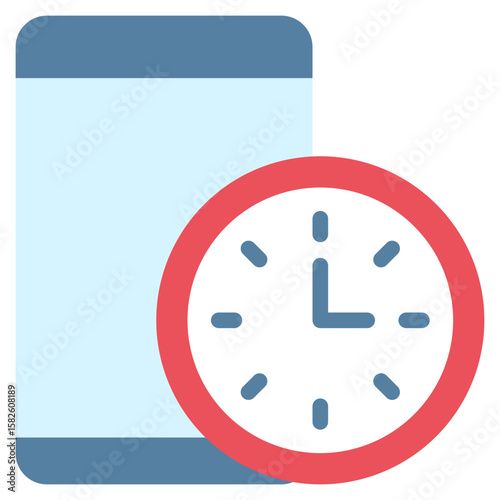 screen time limit digital detox mental health flat style icon