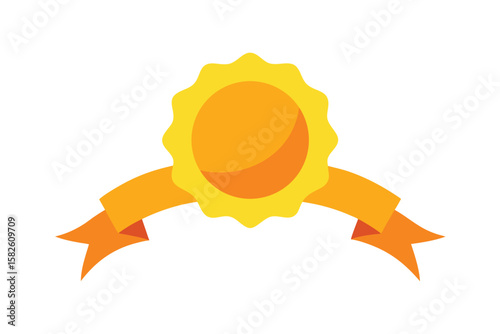 Cartoon Rosette With Orange Center And Wavy Design