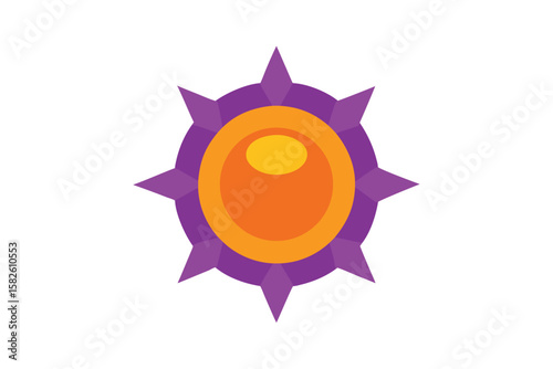 Cartoon Medallion With Circular Purple Center