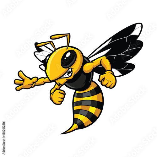 "Dynamic Cartoon Bee Illustration"