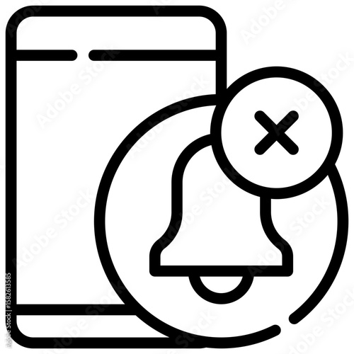 notification off digital detox mental health simple line icon