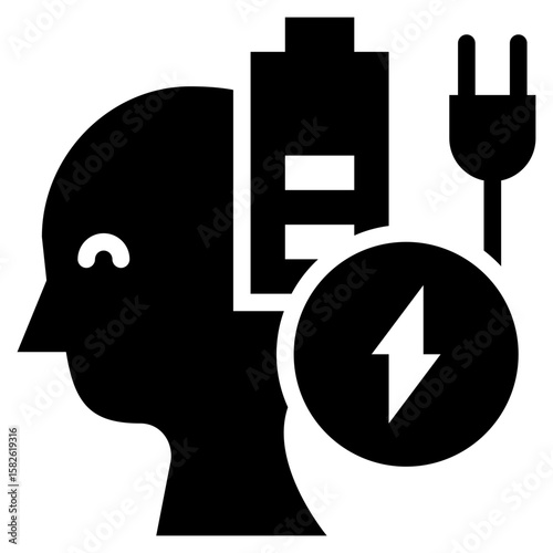 charge mental health recharge solid glyph icon