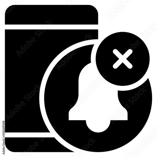 notification off digital detox mental health solid glyph icon
