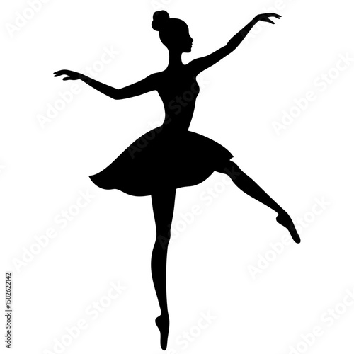 Elegant ballerina dancing pose silhouette vector illustration
