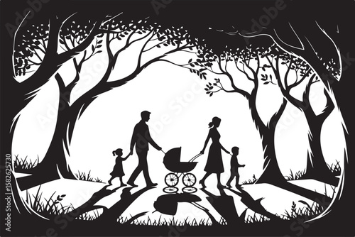 Mother and Kids Silhouette Collection