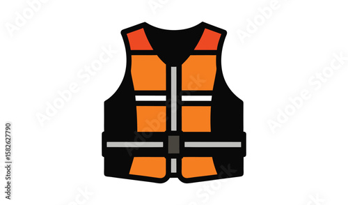 Bright orange and black life vest safety equipment for water activities