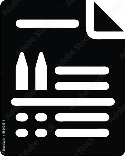 Cartridge document icon in black and white