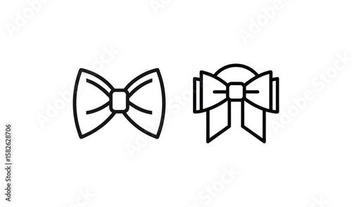 Two simple line art bow tie icons representing celebration and style