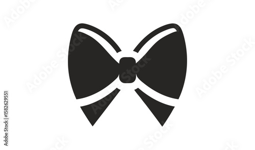 Simple black bow tie icon on white background with clean lines