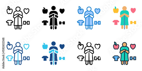 Senior Lifestyle icon set multiple style collection 
