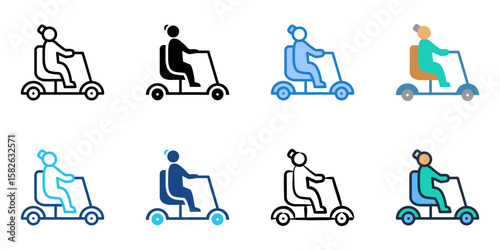 Senior Mobility icon set multiple style collection 
