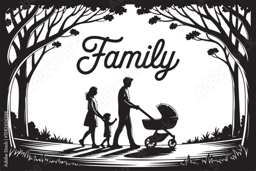 Mother and Kids Silhouette Collection