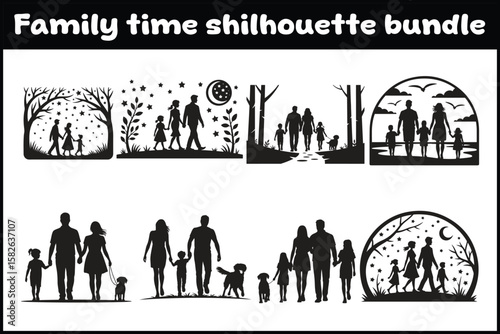 Mother and Kids Silhouette Collection