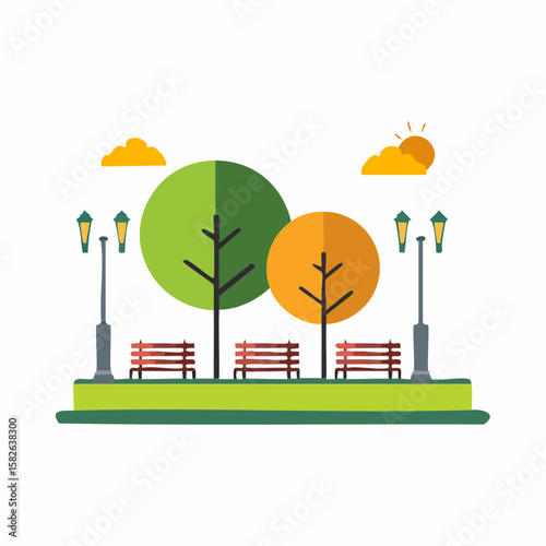 Simple abstract Park icon in color design