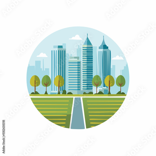 Simple abstract Park icon in color design