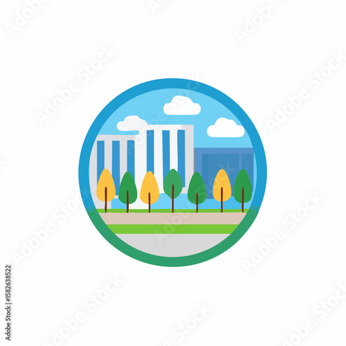 Simple abstract Park icon in color design