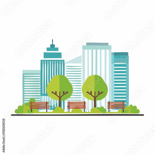 Simple abstract Park icon in color design