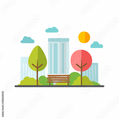 Simple abstract Park icon in color design