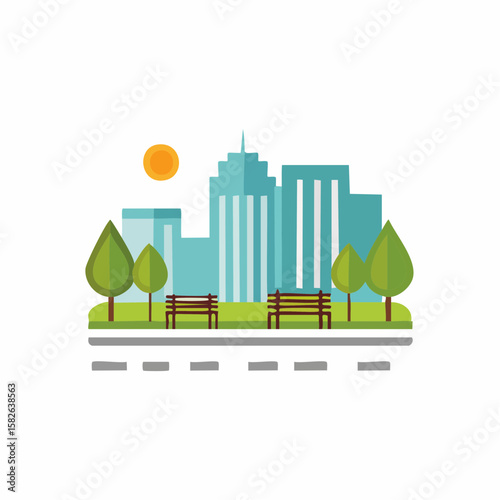 Simple abstract Park icon in color design