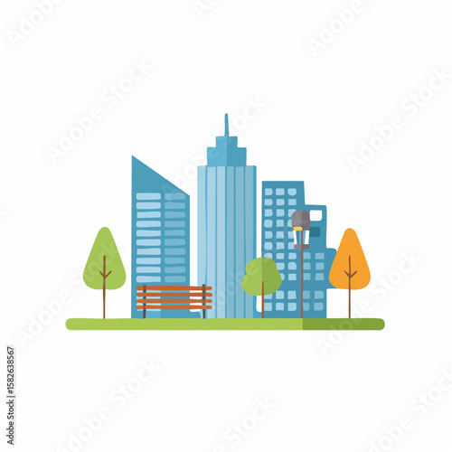 Simple abstract Park icon in color design