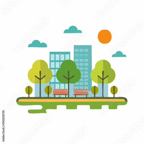 Simple abstract Park icon in color design