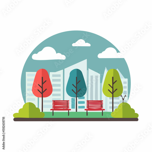 Simple abstract Park icon in color design