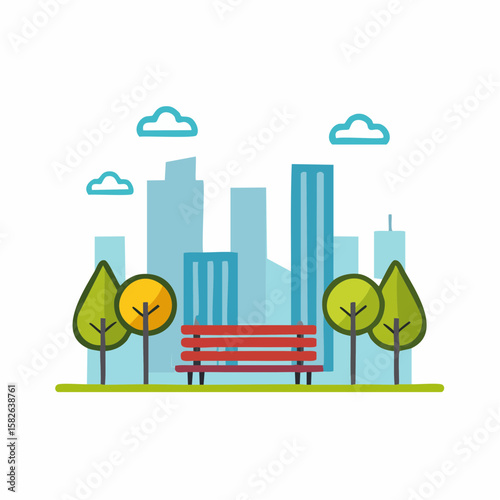 Simple abstract Park icon in color design