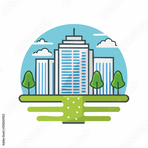 Simple abstract Park icon in color design
