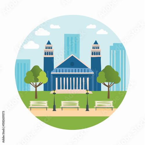 Simple abstract Park icon in color design