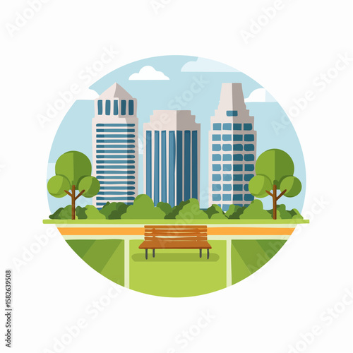 Simple abstract Park icon in color design