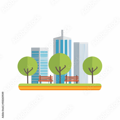 Simple abstract Park icon in color design