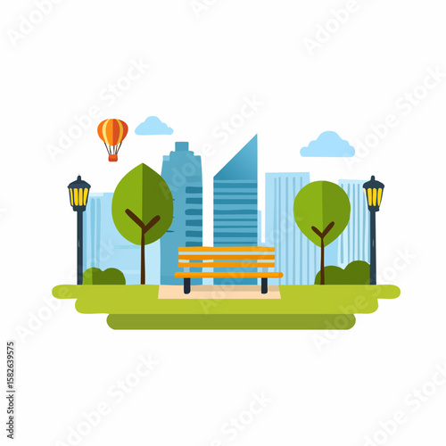 Simple abstract Park icon in color design
