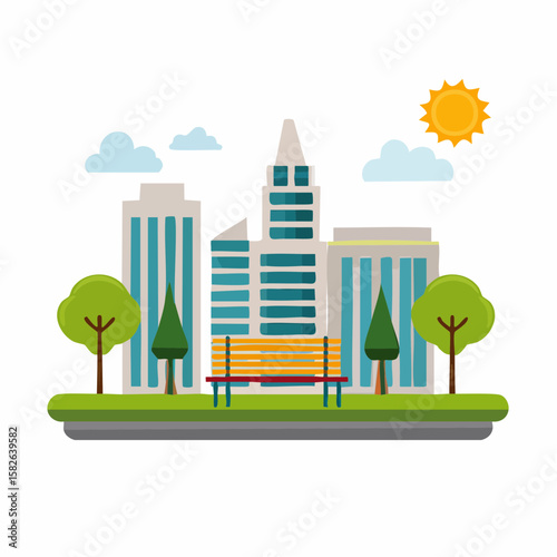 Simple abstract Park icon in color design
