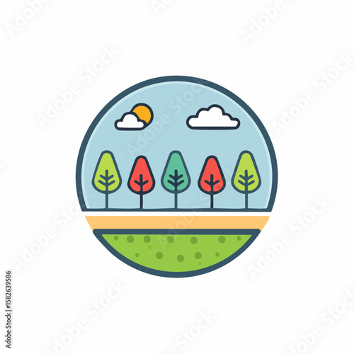Simple abstract Park icon in color design