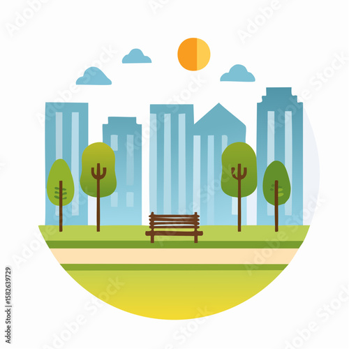 Simple abstract Park icon in color design