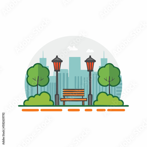 Simple abstract Park icon in color design